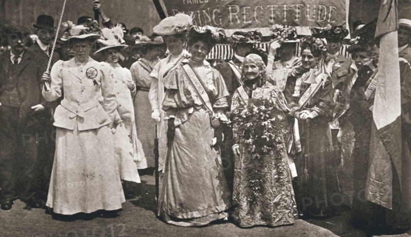 The head of the Women's Sunday Procession to Hyde Park, London, 21 June 1908. Artist: Unknown
