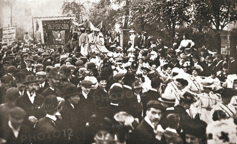 British suffragette Emmeline Pethick-Lawrence's release from prison, 17 April 1909. Creator: Unknown.
