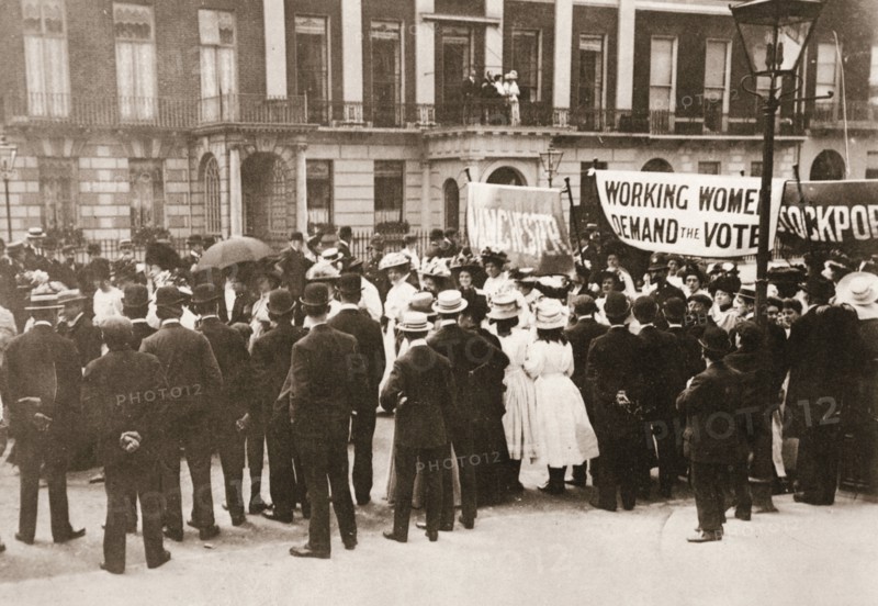 Spectators gather on Portland Place to watch the Women's Sunday procession, London, 21 June 1908. Artist: Unknown