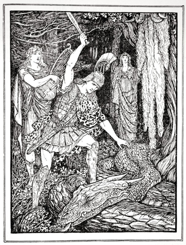 'How the Serpent that guarded the Gold Fleece was slain', 1926.  Artist: Henry Justice Ford