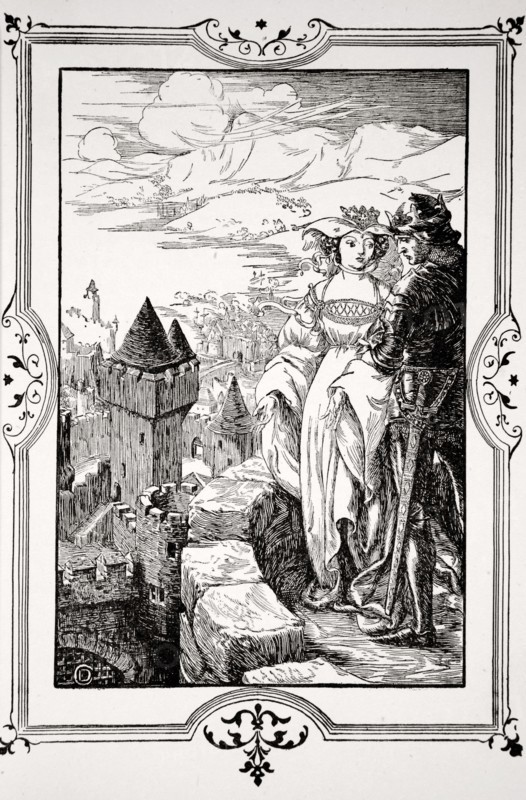'Annoure brought the King out upon the battlements', 1905.  Artist: Dora Curtis