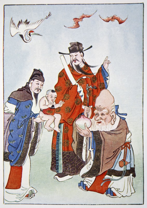 The Gods of Happiness, Office and Longevity, 1922. Artist: Unknown