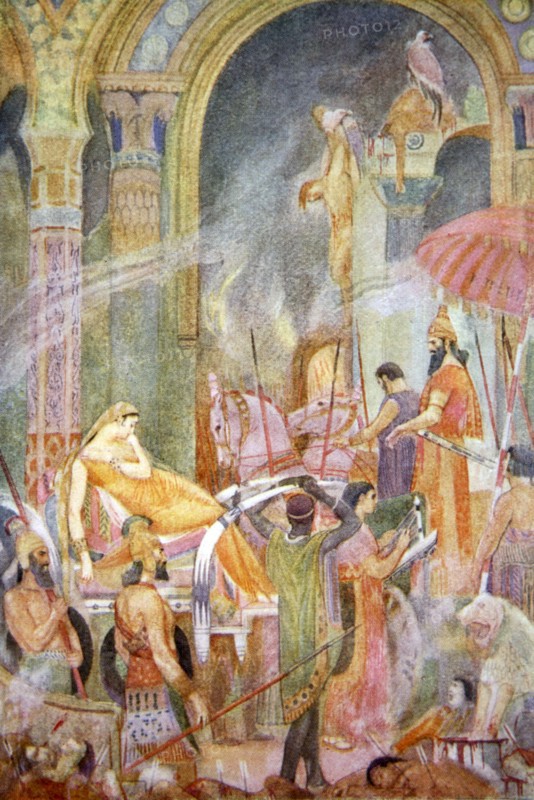 'Capture of Sarrapanu by Tiglath-Pileser II', 1916.  Artist: Evelyn Paul