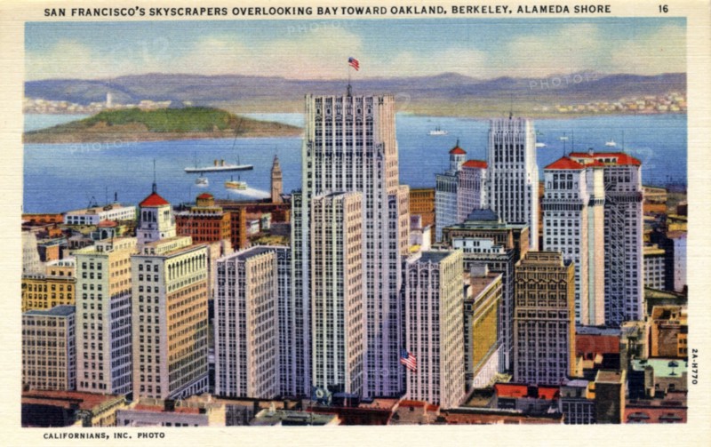 San Francisco's skyscrapers overlooking the Bay, California, USA, 1932. Artist: Unknown