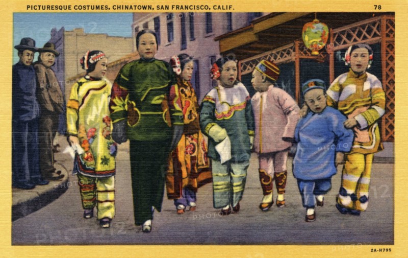 Picturesque costumes, Chinatown, San Francisco, California, USA, 1932. Artist: Unknown