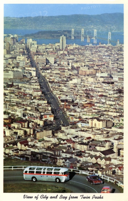 View of San Francisco from Twin Peaks, California, USA, 1957. Artist: Unknown