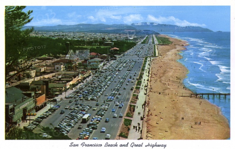 San Francisco Beach and Great Highway, California, USA, 1957. Artist: Unknown
