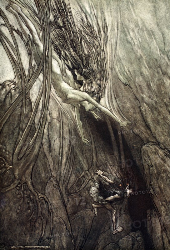 'Seize the despoiler! Rescue the gold! Help us! Help us! Woe! Woe!', 1910.  Artist: Arthur Rackham