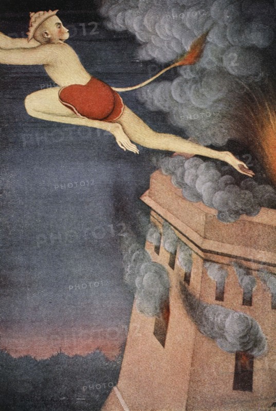 Burning of Lanka, 1913.  Artist: K Venkatappa