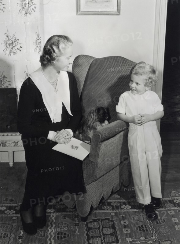 Crown Prince Carl Gustaf and his mother Princess Sibylla at Haga Castle, 1950. Artist: Unknown