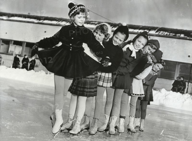 Princess Christina of Sweden, the ice princess, with friends, 1953. Artist: Unknown