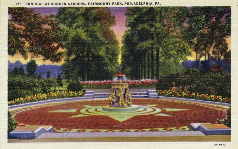 Sundial, Sunken Gardens, Fairmount Park, Philadelphia, Pennsylvania, USA, 1933. Artist: Unknown
