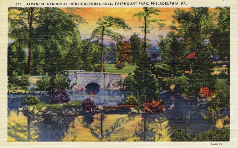Japanese garden, Horticultural Hall, Fairmont Park, Philadelphia, Pennsylvania, USA, 1933. Artist: Unknown