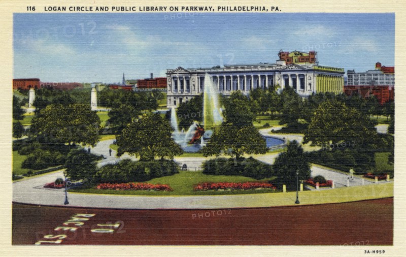 Logan Circle and the Public Library on Parkway, Philadelphia, Pennsylvania, USA, 1933. Artist: Unknown