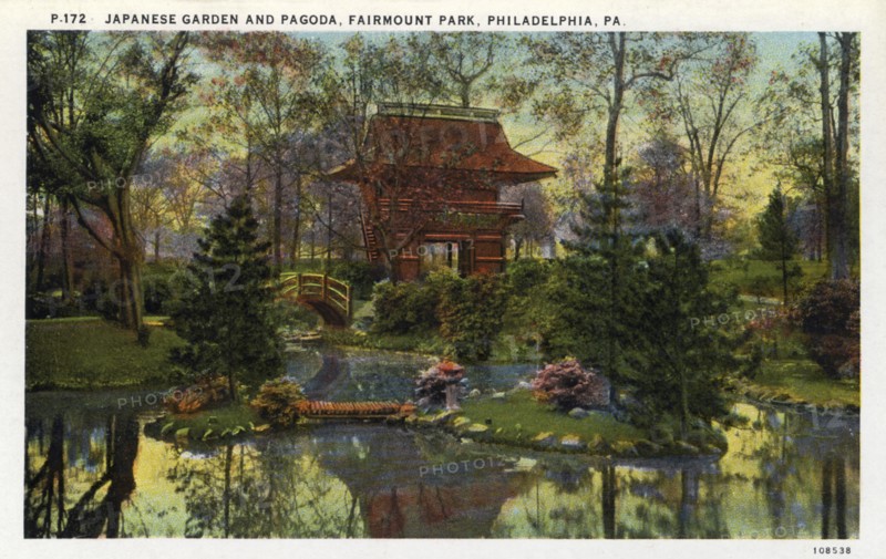 Japanese garden and pagoda, Fairmont Park, Philadelphia, Pennsylvania, USA, 1926. Artist: Unknown