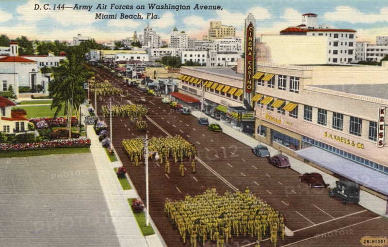 Army Air Forces on Washington Avenue, Miami Beach, Florida, USA, 1942. Artist: Unknown
