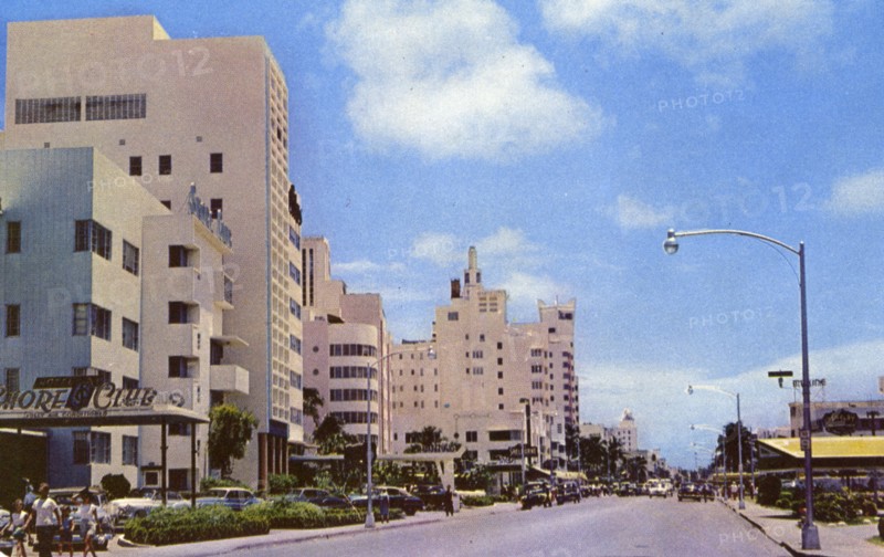 Collins Avenue looking toward Lincoln Road, Miami Beach, Florida, USA, 1953. Artist: Unknown