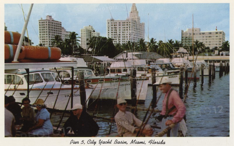 Pier 5, City Yacht Basin, Miami, Florida, USA, 1954. Artist: Unknown