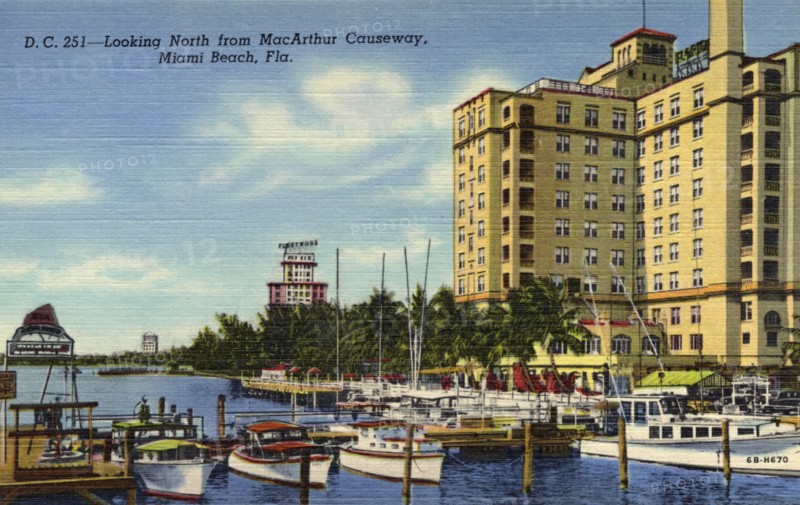 Looking north from MacArthur Causeway, Miami Beach, Florida, USA, 1946. Artist: Unknown