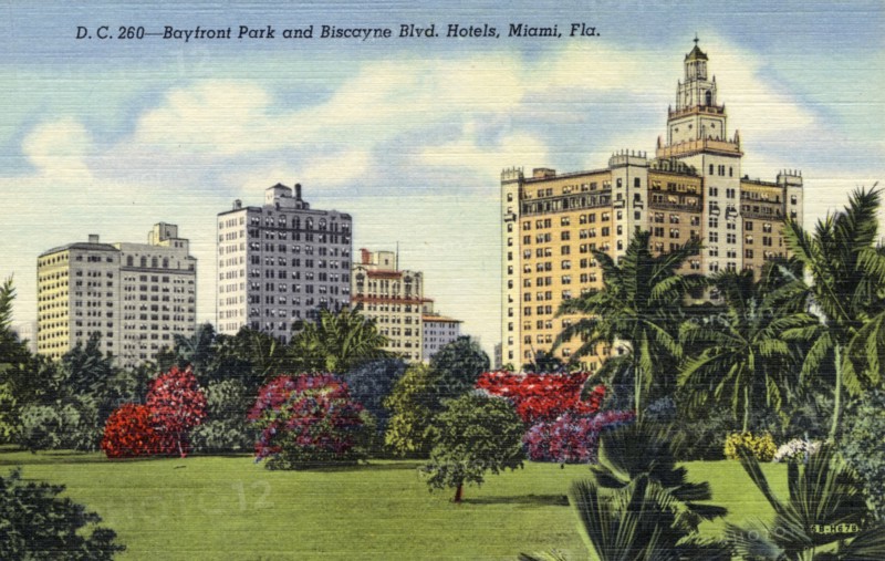 Bayfront Park and Biscayne Boulevard Hotels, Miami, Florida, 1946. Artist: Unknown
