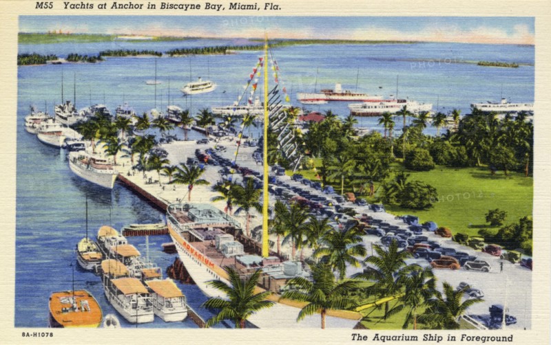 Yachts at anchor in Biscayne Bay, Miami, Florida, USA, 1938. Artist: Unknown