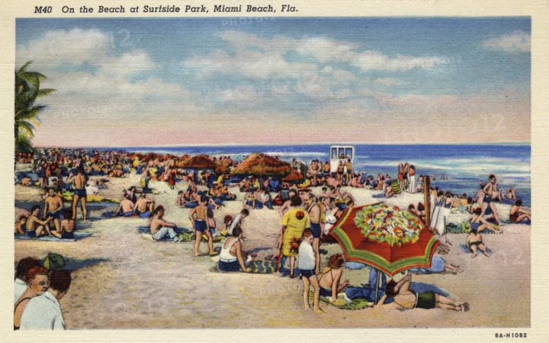 On the beach at Surfside Park, Miami Beach, Florida, 1938. Artist: Unknown