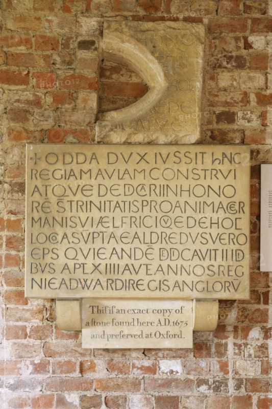 Copy of an inscribed stone in Odda's Chapel, Deerhurst, Gloucestershire, 2010.