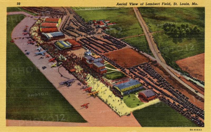 Aerial view of Lambert Field, St Louis Municipal Airport, Missouri, USA, 1935. Artist: Unknown