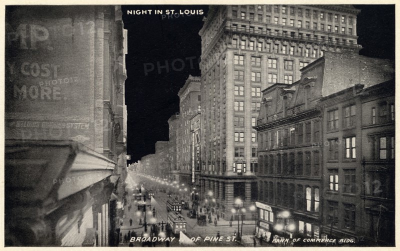 Night in St Louis, Missouri, USA, 1910. Artist: Unknown
