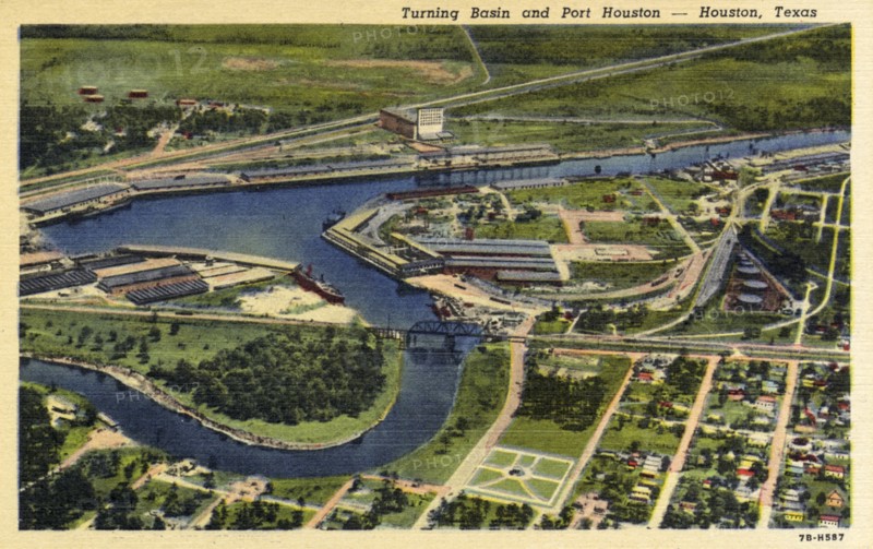 Turning basin and Port Houston, Houston, Texas, USA, 1947. Artist: Unknown