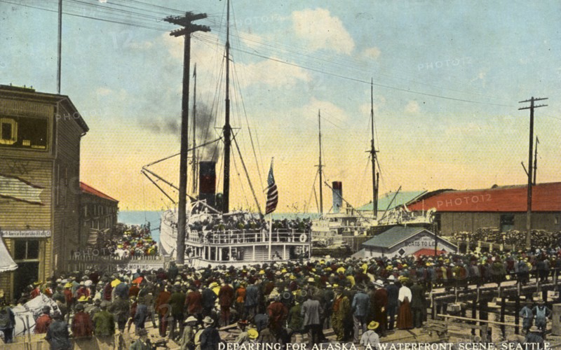 'Departing for Alaska, a waterfront scene', Seattle, Washington, USA, 1911. Artist: Unknown
