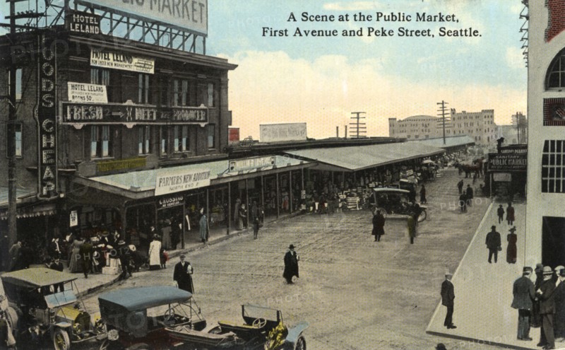 Public Market, First Avenue and Pike Street, Seattle, Washington, USA, 1915. Artist: Unknown