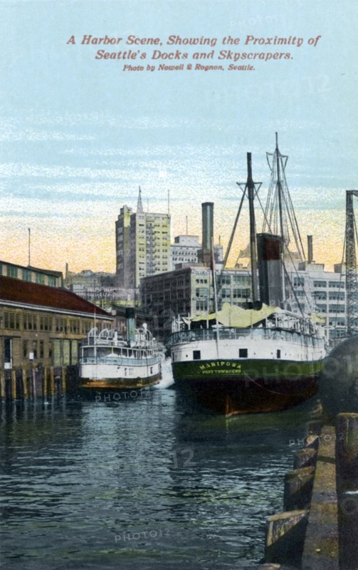 Scene in Seattle harbour, Washington, USA, 1911. Artist: Unknown