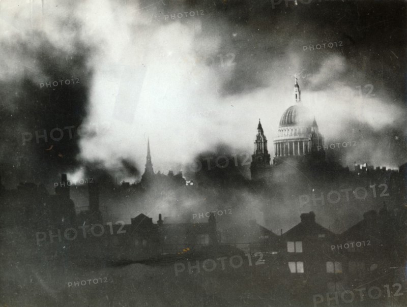 St Paul's Cathedral, London, during the Blitz, World War II, 29 December 1940. Artist: Unknown
