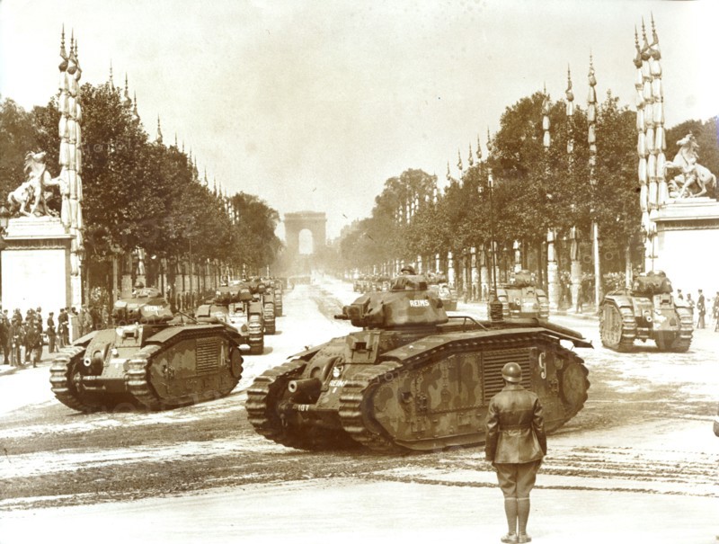 Bastille Day military review, Champs Elysees, Paris, 1930s(?). Artist: Unknown