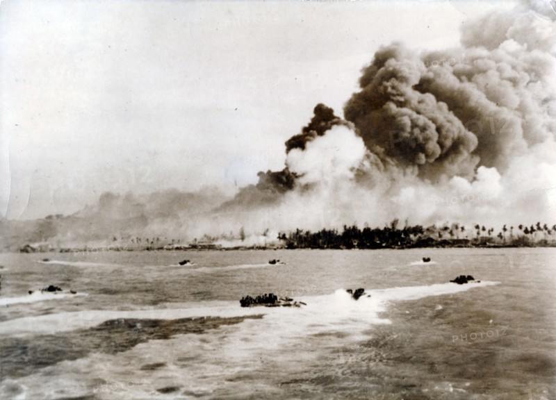 Australian 7th Division Infantry landing at Balikpapan, Borneo, November 1945. Artist: Unknown