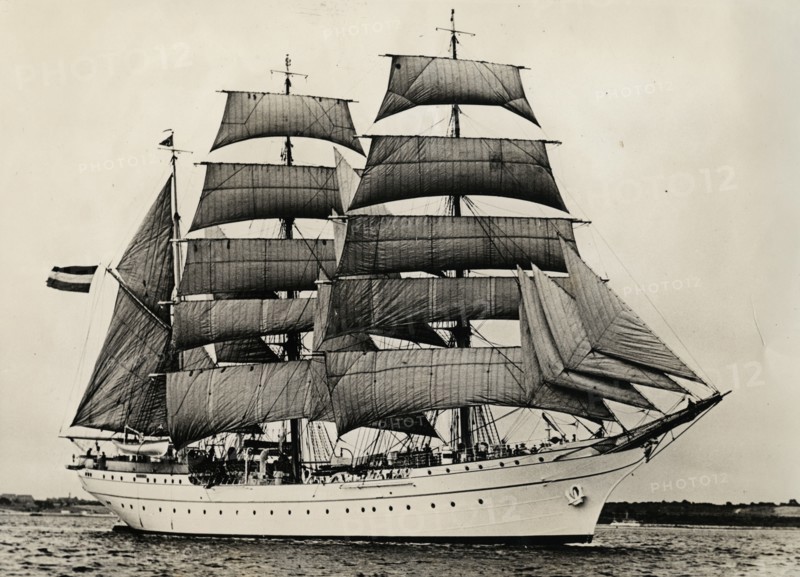 Gorch Fock for the first time under full sail, 1933. Artist: Unknown.