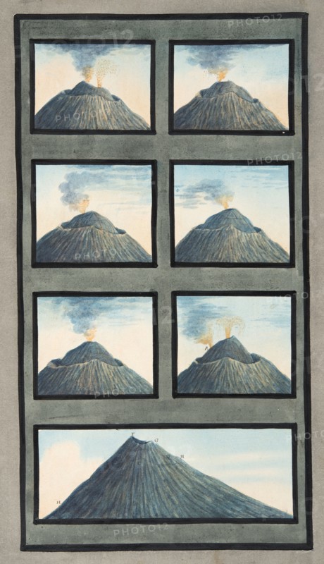 Snapshots of the eruption of Mount Vesuvius from 8th July to 29th October, 1767.
