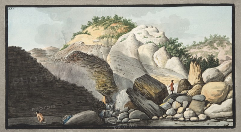 View of the hot spring, Pisciarelli, from a part of the Cone of the Solfaterra, 1776.