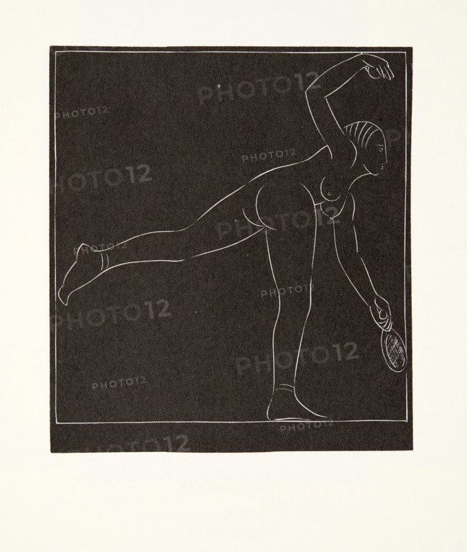 The Tennis Player, 1923, (wood engraving).