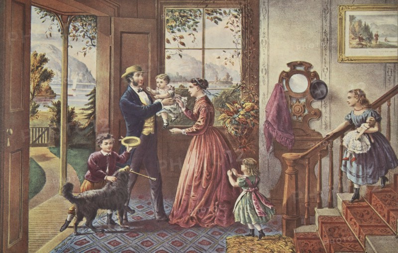 The Four Seasons of Life - Middle Age, 'The Season of Strength' , pub. 1868, Currier & Ives (Colour