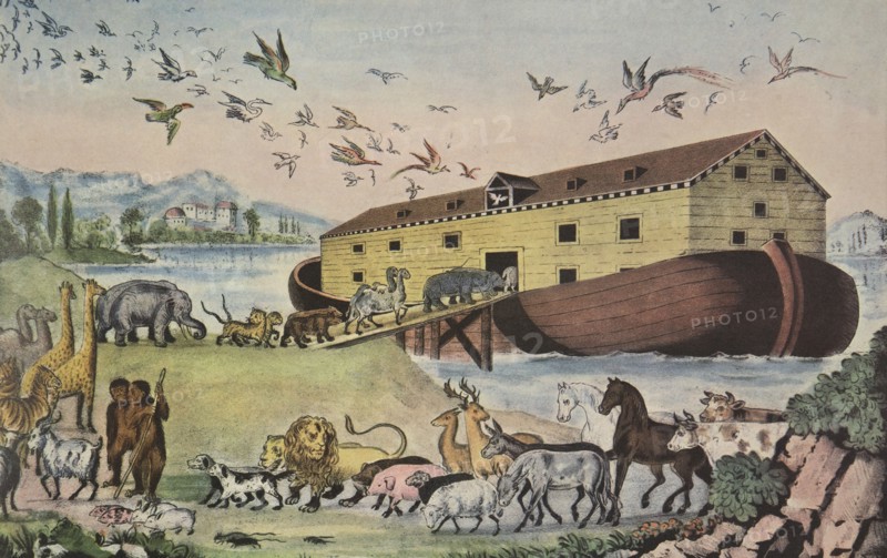 Noah's Ark, - Gen. VII 15, pub. 1865, Currier & Ives (Colour Lithograph)