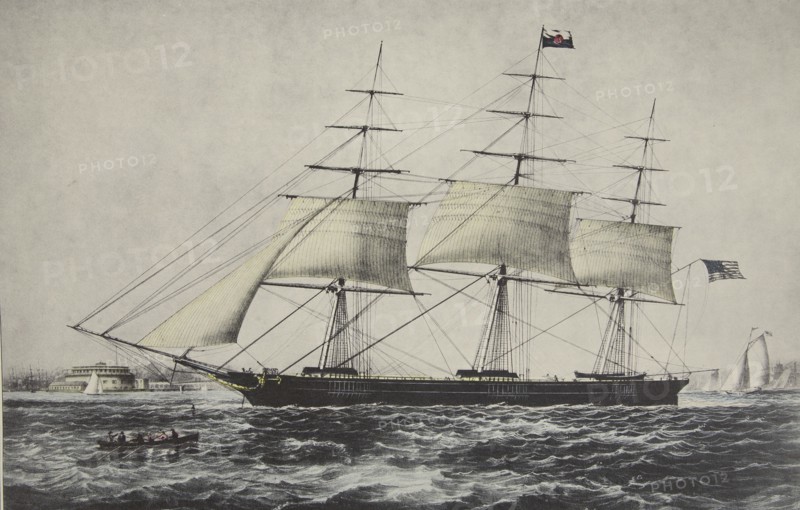 Clipper Ship  'Nightingale' , 1854, Currier & Ives (Colour Lithograph)