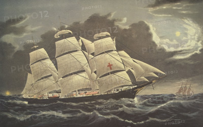Clipper Ship Dreadnought- off Tuskar Light, pub. 1856, Currier & Ives (Colour Lithograph)