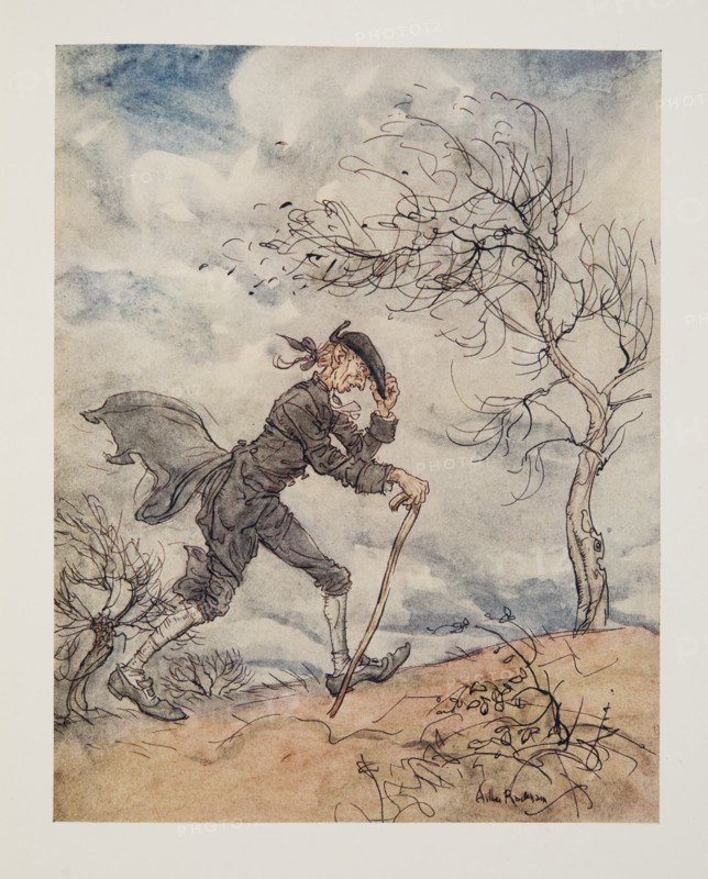 Striding along the profile of a hill on a windy day.., from The Legend of Sleepy Hollow, 1928.