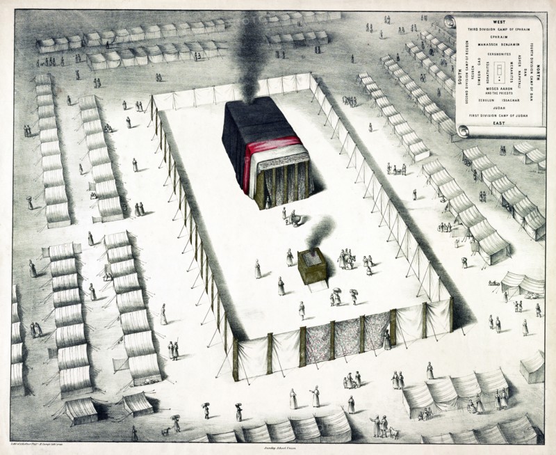 The Tabernacle in the Wilderness, and plan of the encampment, 1850.