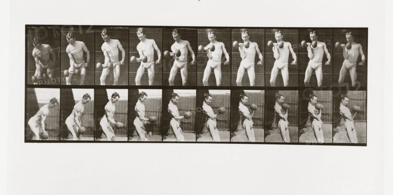 Man lifting a dumbbell, Plate 324 from Animal Locomotion, 1887 (photograph)