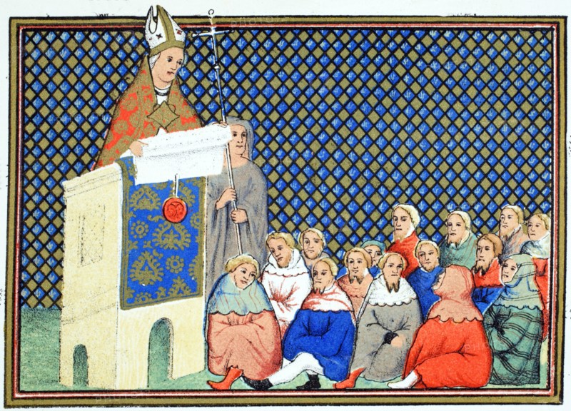 The Archbishop of Canterbury preaching to the English nobility against Richard II, 19th century.