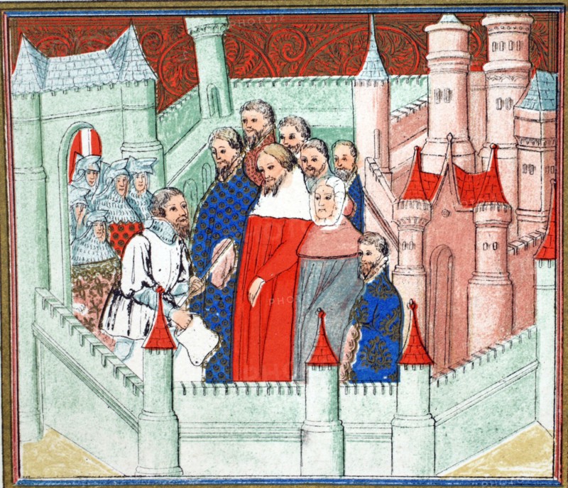 Richard II at Flint castle where he was delivered prisoner to Bolingbroke his rival to the throne, 1