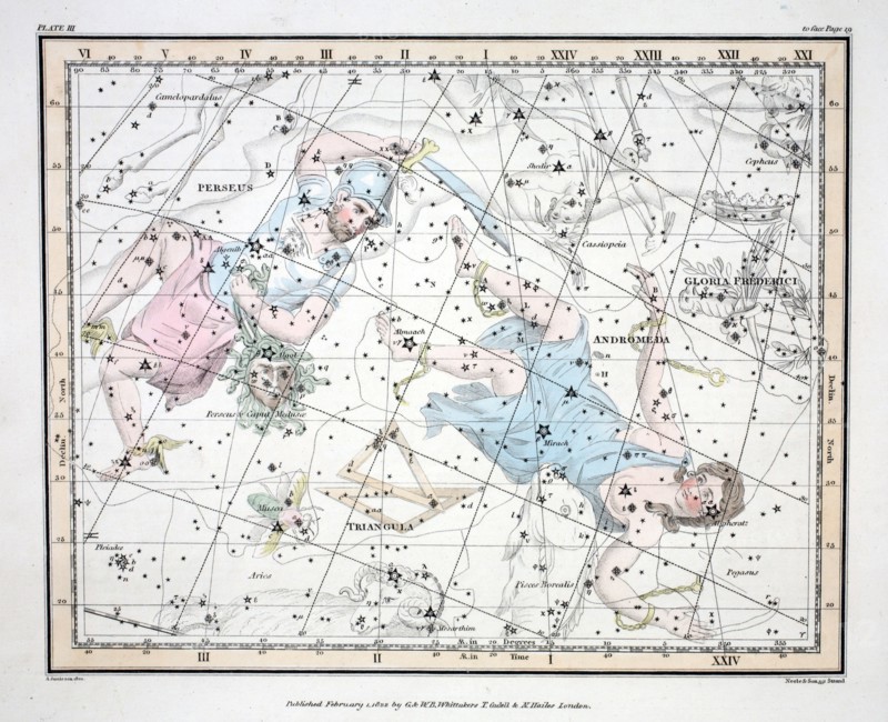 The Constellations (Plate III) Andromeda, Triangula,I  Perseus et Caput Meduse,  Gloria Frederici,